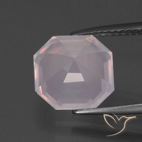 Quartzo Rosa Rosa Pêssego Claro Natural 3.53ct, Corte Octógono / Esmeralda, Transparente
