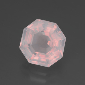 Quartzo rosa rosa natural 3,40ct, corte esmeralda, transparente