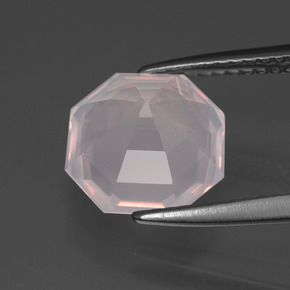 Quartzo rosa rosa natural 3,40ct, corte esmeralda, transparente