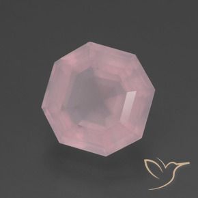 Quartzo Rosa Rosa Claro Rosa Natural 3.48ct, Corte Octógono / Esmeralda, Transparente
