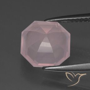 Quartzo Rosa Rosa Claro Rosa Natural 3.48ct, Corte Octógono / Esmeralda, Transparente