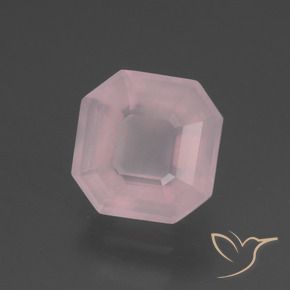 Quartzo Rosa Rosa Claro Rosa Natural 3.13ct, Corte Octógono / Esmeralda, Transparente