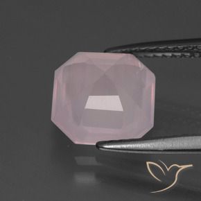 Quartzo Rosa Rosa Claro Rosa Natural 3.13ct, Corte Octógono / Esmeralda, Transparente