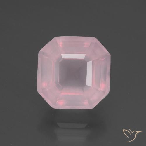 Quartzo rosa rosa natural 3,18ct, corte esmeralda, transparente