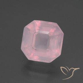 Quartzo rosa rosa natural 3,18ct, corte esmeralda, transparente