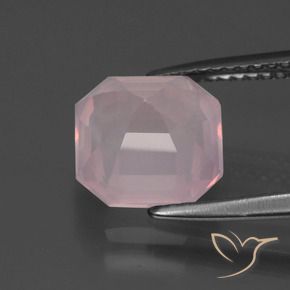 Quartzo rosa rosa natural 3,18ct, corte esmeralda, transparente