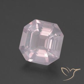 Quartzo rosa rosa natural 2,76ct, corte esmeralda, transparente