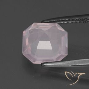 Quartzo rosa rosa natural 2,76ct, corte esmeralda, transparente