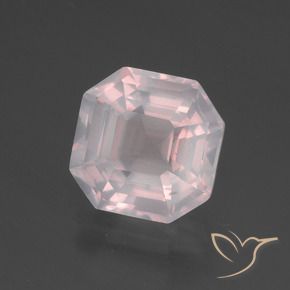 Quartzo Rosa Rosa bem claro Natural 3.42ct, Corte Octógono / Esmeralda, Transparente