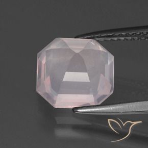 Quartzo Rosa Rosa bem claro Natural 3.42ct, Corte Octógono / Esmeralda, Transparente