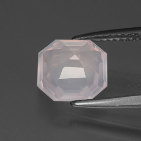 Quartzo rosa rosa natural 2,67ct, corte esmeralda, transparente