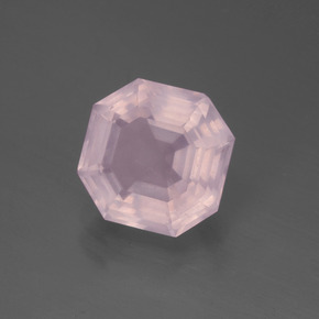 Quartzo rosa rosa natural 3,24ct, corte esmeralda, transparente