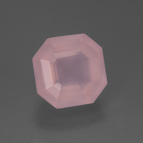 Quartzo rosa rosa natural 3,59ct, corte esmeralda, transparente