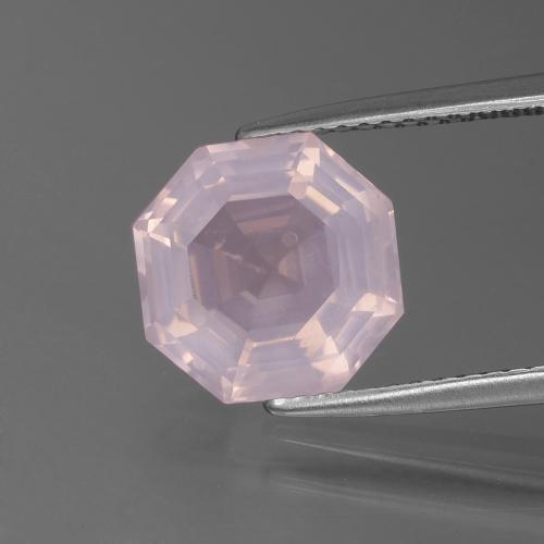 Quartzo rosa rosa natural 3,60ct, corte esmeralda, transparente