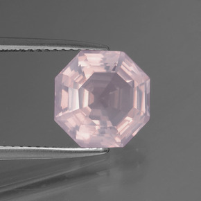 Quartzo rosa rosa natural 3,60ct, corte esmeralda, transparente