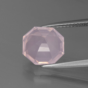 Quartzo rosa rosa natural 3,60ct, corte esmeralda, transparente