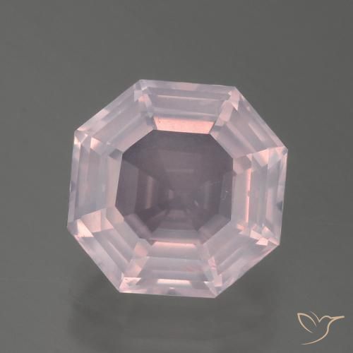 Quartzo rosa rosa natural 4,22ct, corte esmeralda, transparente
