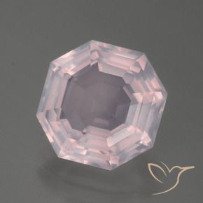 Quartzo rosa rosa natural 4,22ct, corte esmeralda, transparente