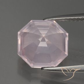 Quartzo rosa rosa natural 4,22ct, corte esmeralda, transparente