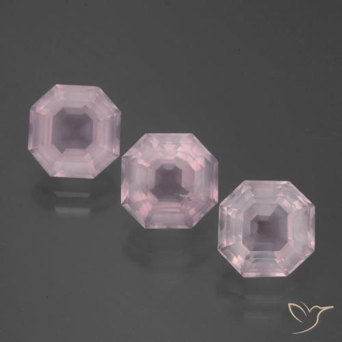 6.27ctw Natural Rosa Claro Rosa Quartzo Rosa, Corte Esmeralda, Transparente