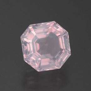 Quartzo rosa rosa natural 1,96ct, corte esmeralda, transparente