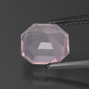 Quartzo rosa rosa natural 1,96ct, corte esmeralda, transparente