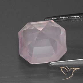 Quartzo Rosa Luz rosa Natural 3.76ct, Corte Octógono / Esmeralda, Transparente