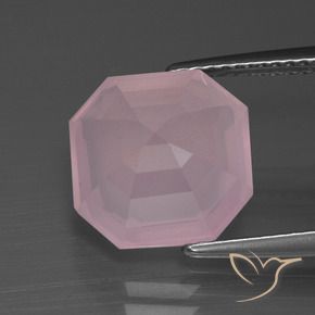 Quartzo Rosa rosa médio Natural 5.31ct, Corte Octógono / Esmeralda, Transparente