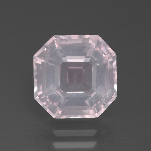 Quartzo rosa rosa natural 3,97ct, corte esmeralda, transparente