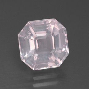 Quartzo rosa rosa natural 3,97ct, corte esmeralda, transparente