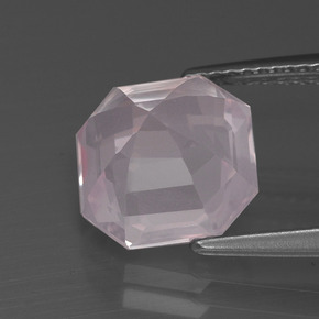 Quartzo rosa rosa natural 3,97ct, corte esmeralda, transparente