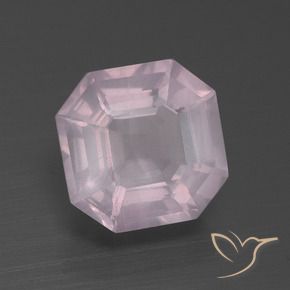 Quartzo Rosa Rosa Rosa bem claro Natural 3.27ct, Corte Octógono / Esmeralda, Transparente