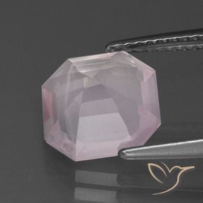 Quartzo Rosa Rosa Rosa bem claro Natural 3.27ct, Corte Octógono / Esmeralda, Transparente