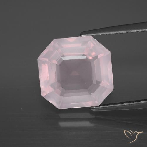 5.36ct Natural Rosa Rosa bem claro Quartzo Rosa, Corte Esmeralda, Transparente