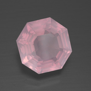 Quartzo rosa rosa natural 3,98ct, corte esmeralda, transparente
