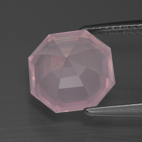 Quartzo rosa rosa natural 3,98ct, corte esmeralda, transparente