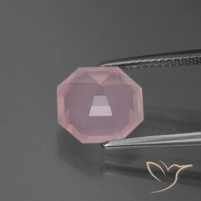Quartzo Rosa Rosa Vivo Natural 3.76ct, Corte Octógono / Esmeralda, Transparente