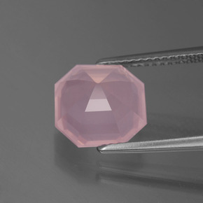 Quartzo rosa rosa rosa médio natural 3,98ct, corte esmeralda, transparente