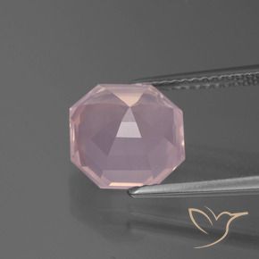 Quartzo Rosa Luz rosa Natural 4.00ct, Corte Octógono / Esmeralda, Transparente