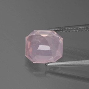 Quartzo rosa rosa natural 3,02ct, corte esmeralda, transparente