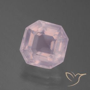 Quartzo Rosa Rosa Cereja Claro Natural 5.41ct, Corte Octógono / Esmeralda, Transparente