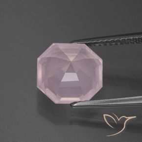 Quartzo Rosa Rosa chiclete Natural 3.75ct, Corte Octógono / Esmeralda, Transparente