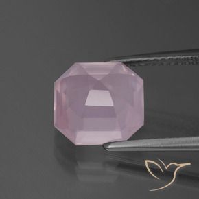 Quartzo Rosa Luz rosa Natural 4.35ct, Corte Octógono / Esmeralda, Transparente