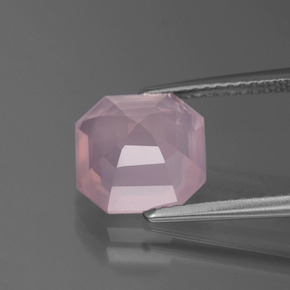 Quartzo Rosa Luz rosa Natural 3.08ct, Corte Esmeralda, Transparente
