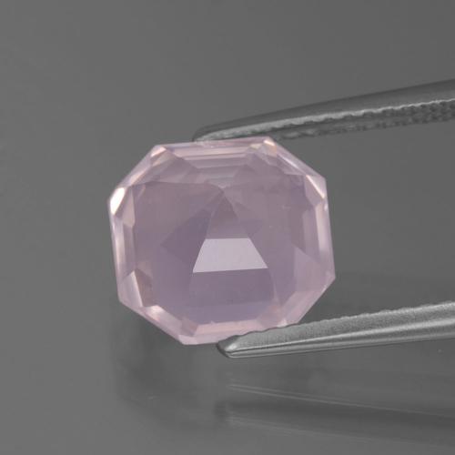 Quartzo Rosa Luz rosa Natural 3.38ct, Corte Esmeralda, Transparente