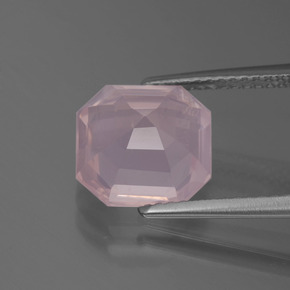 Quartzo rosa rosa natural 3,99ct, corte esmeralda, transparente