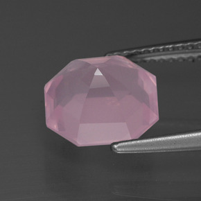 Quartzo rosa rosa natural 3,53ct, corte esmeralda, transparente