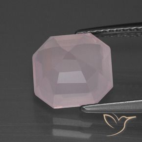Quartzo Rosa Rosa Claro Rosa Natural 3.91ct, Corte Octógono / Esmeralda, Transparente