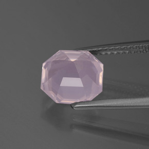 Quartzo rosa rosa natural 2,56ct, corte esmeralda, transparente