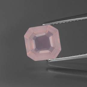Quartzo rosa rosa natural 2,20ct, corte esmeralda, transparente
